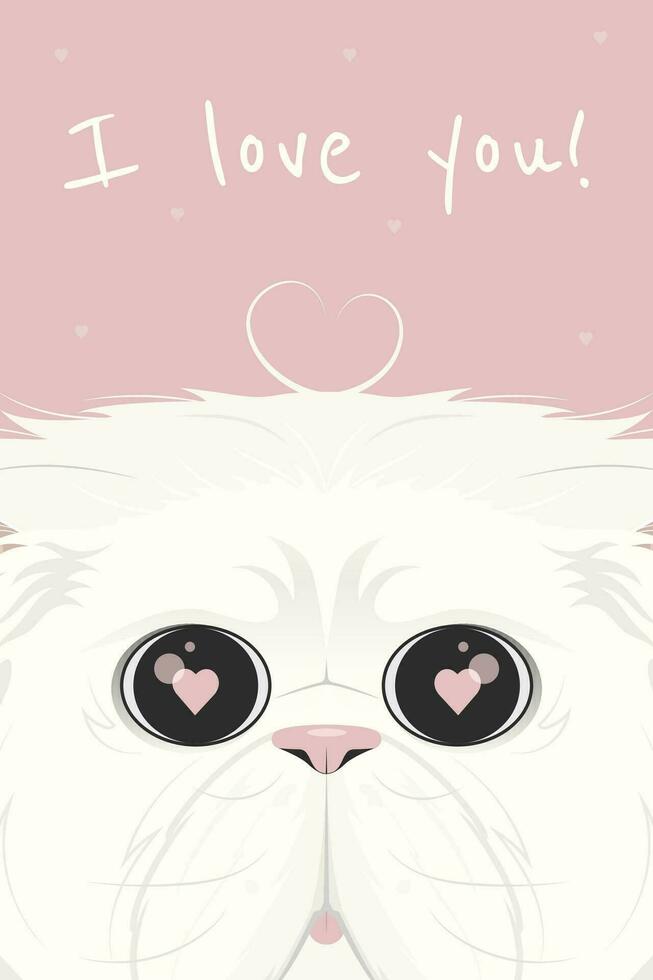 st. Valentinstag Illustration von das Katze mit Herz Augen. vektor
