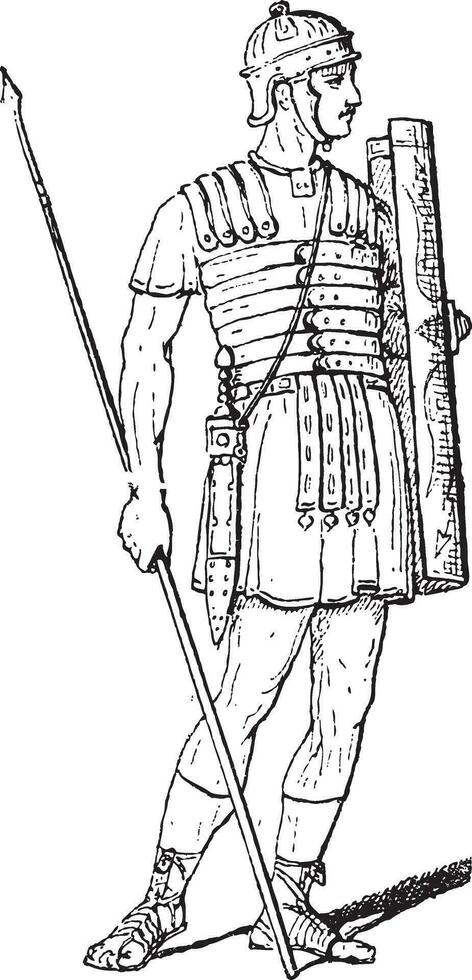 roman legionär, årgång gravyr vektor