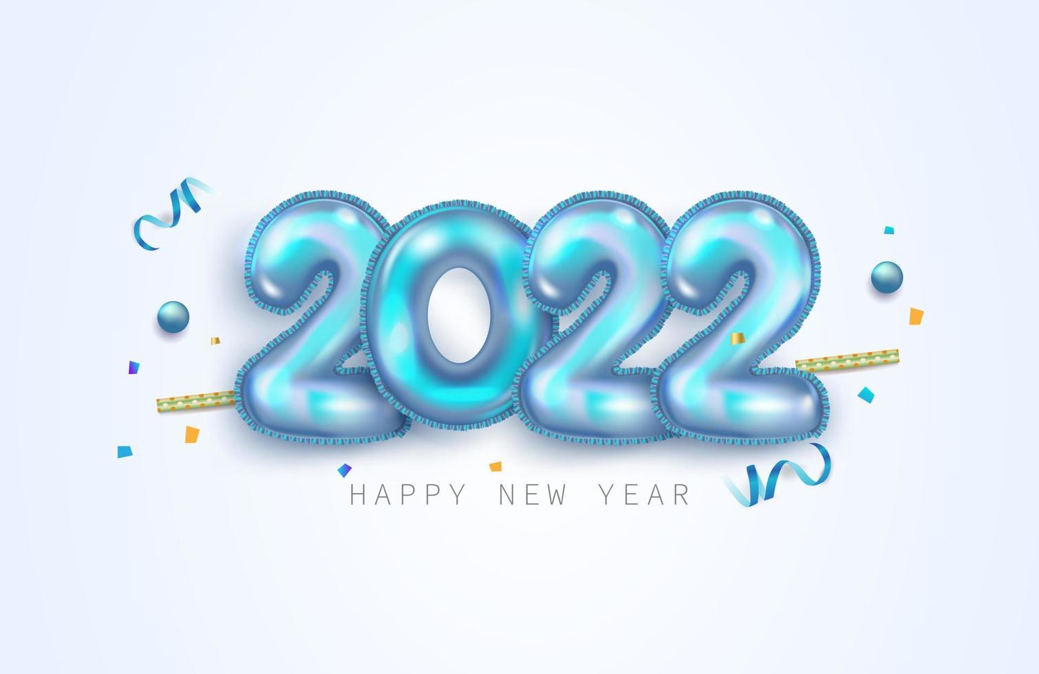 Frohes neues Jahr 2022. blaue metallische Zahlen 2022 im realistischen 3D-Zeichen. Urlaub-Elemente-Vektor-Illustration für Banner, Poster und Design vektor