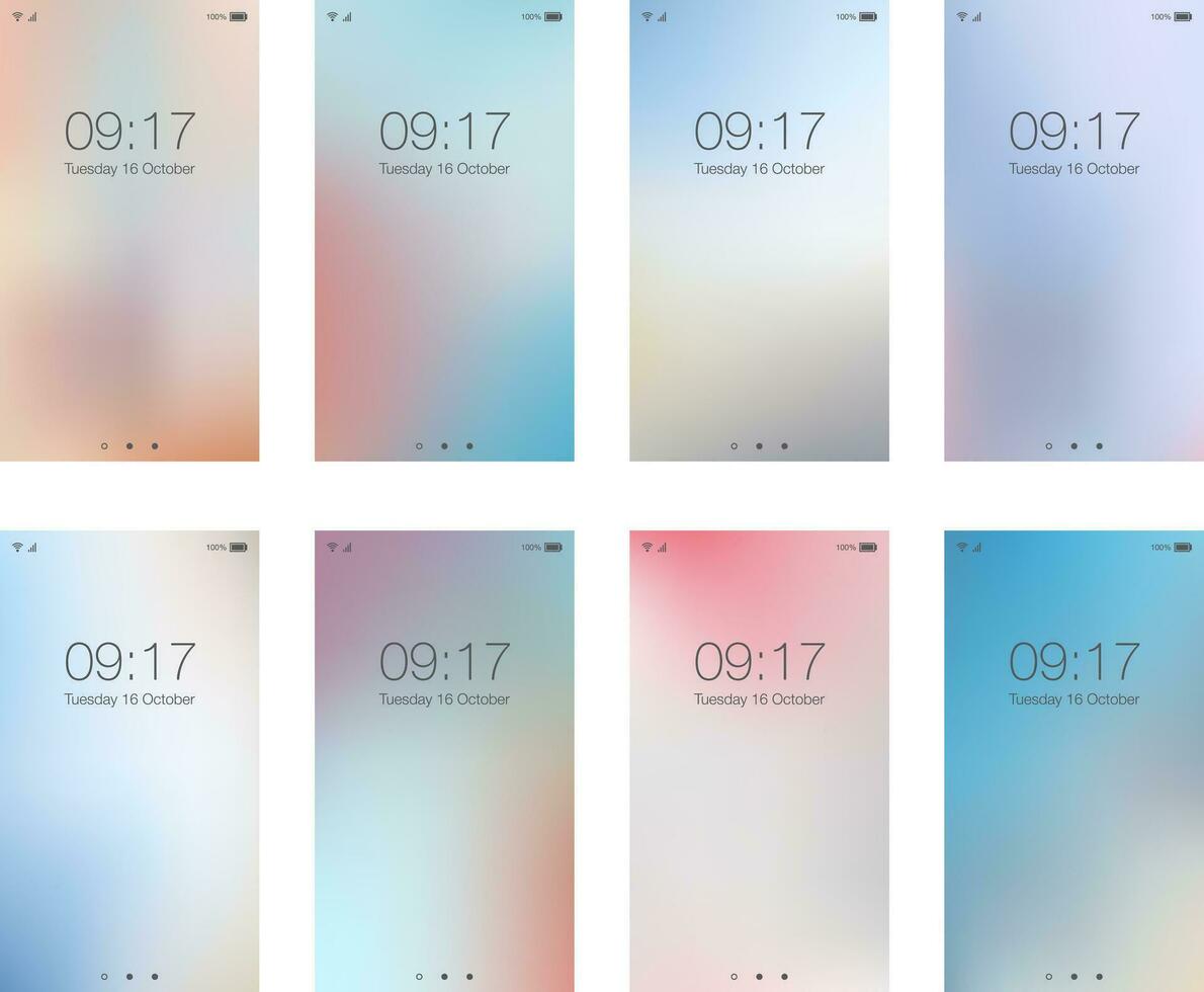 abstrakt ljus fläck bakgrunder för smartphone skärm mobil tapet uppsättning vektor