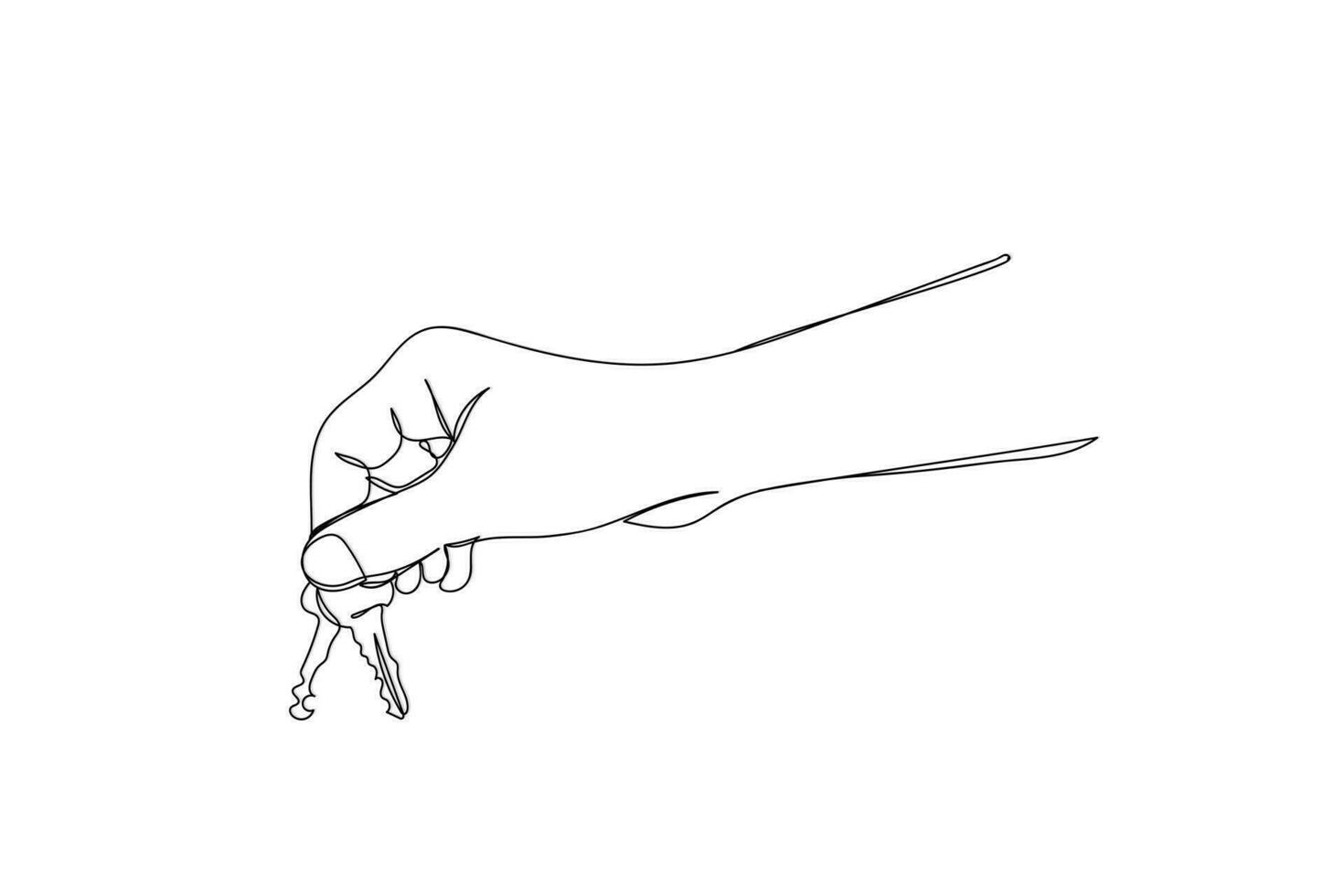 kontinuerlig linje konst av en hand innehav nycklar. vektor