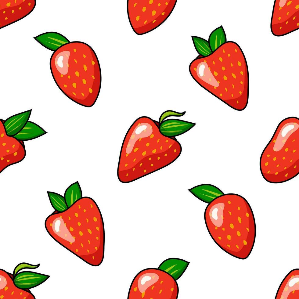 sömlös mönster av jordgubbar på en vit bakgrund. ljus röd sommar bär vektor