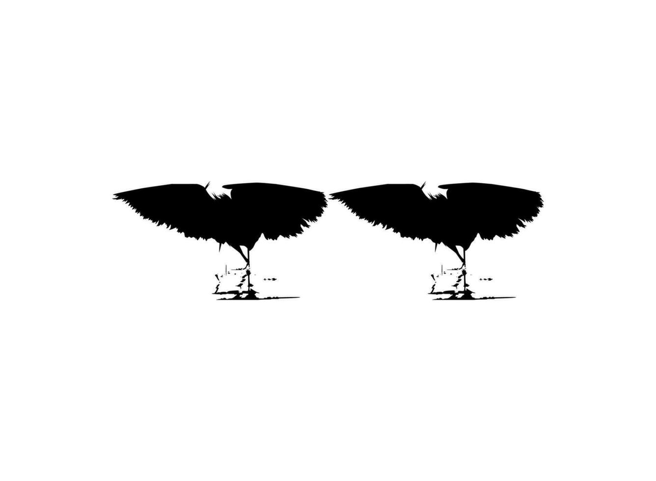 par av de svart häger fågel, egretta ardesiaca, också känd som de svart häger silhuett för konst illustration, logotyp, piktogram, hemsida, eller grafisk design element. vektor illustration
