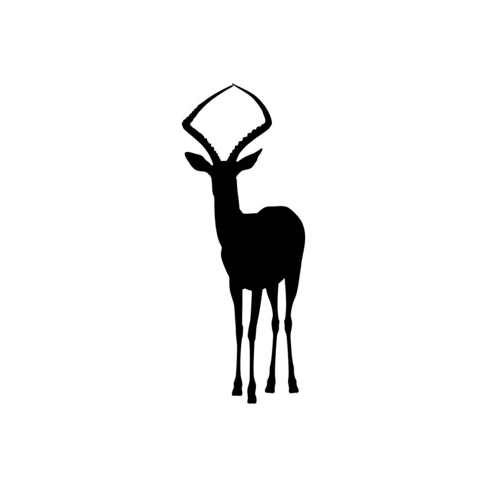 antilop silhuett för logotyp typ, konst illustration, piktogram, appar, hemsida, eller grafisk design element. vektor illustration