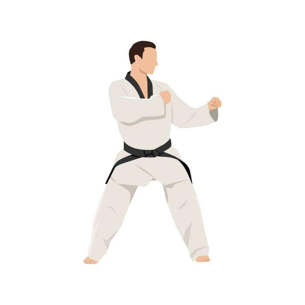 karate hållning karaktär illustration. asiatisk krigisk konst. vektor