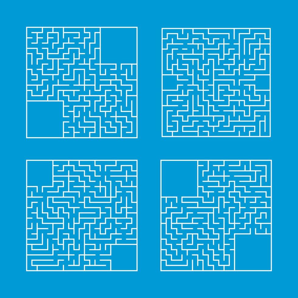 eine Reihe von quadratischen Labyrinthen. Spiel für Kinder. Puzzle für Kinder. ein Eingang, ein Ausgang. Labyrinth Rätsel. flache Vektorillustration lokalisiert auf farbigem Hintergrund. mit Platz für Ihr Bild. vektor