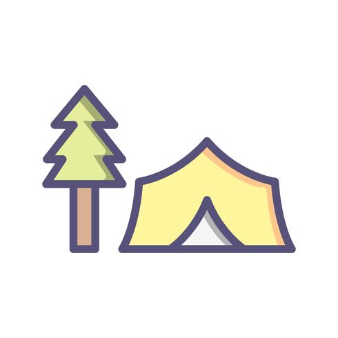 Tält med träd vektor ikon