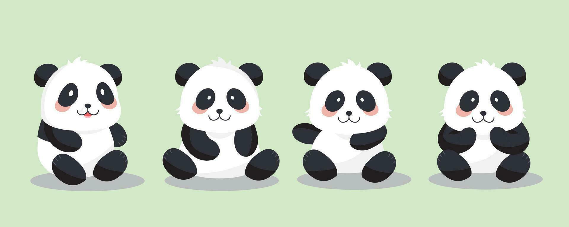 süß Panda Objekt einstellen im Sitzung Charakter.Illustration Vektor zum Postkarte, Symbol, Aufkleber