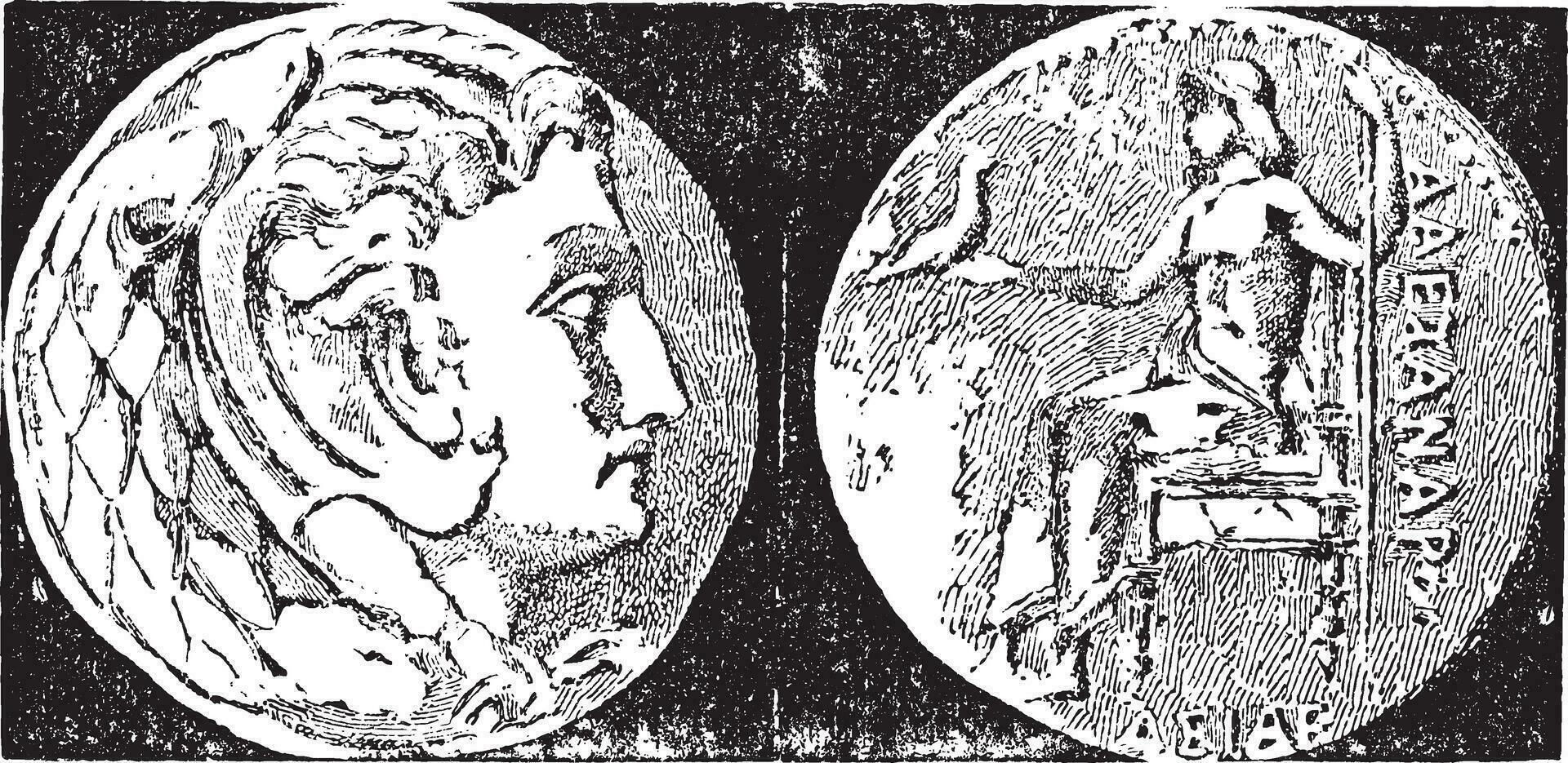 Tetradrachme, Jahrgang Gravur. vektor