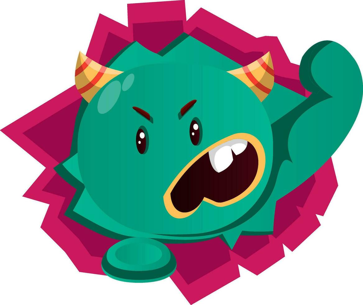 wütend Grün Monster- Vektor Illustration