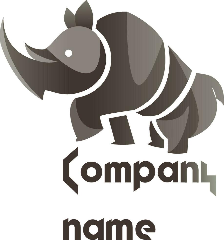 modern logotyp design av en grå noshörning på vit bakgrund vektor