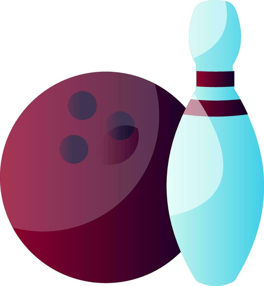 lila Bowling Ball und Blau Bowling Stift Vektor Illustration auf ein Weiß Hintergrund