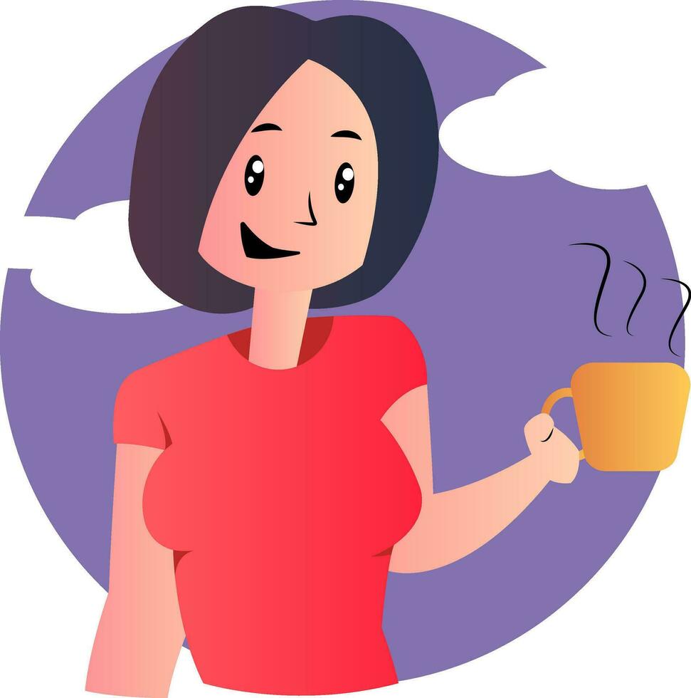 süß Karikatur Mädchen halten Kaffee Vektor illustartion auf Weiß Hintergrund