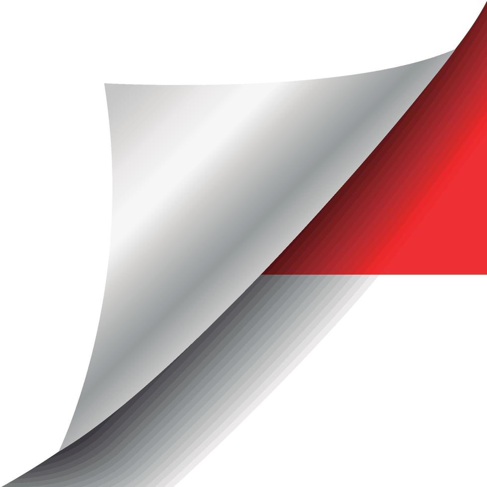 Indonesiens flagga med böjt hörn vektor