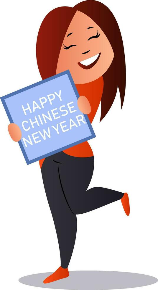 Karikatur Mädchen feiern Chinesisch Neu Jahr Vektor Illustration auf Weiß Hintergrund