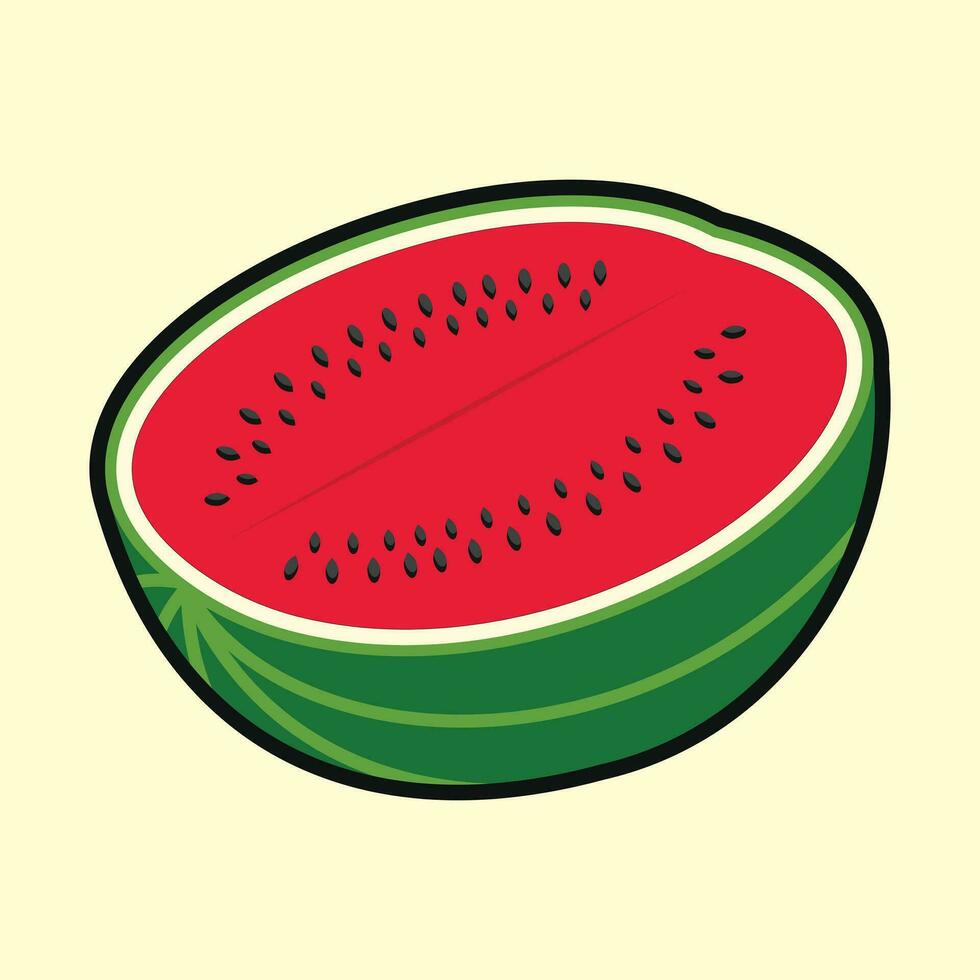 Wassermelone Palästina Symbol zum friedlich Land . Grün, Weiss, Rot, schwarz. frisch Wassermelone Obst vektor