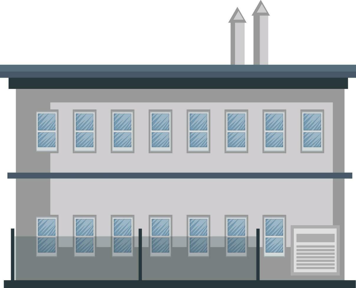 tecknad serie vit byggnad med blå tak vektor illustartion på vit bakgrund