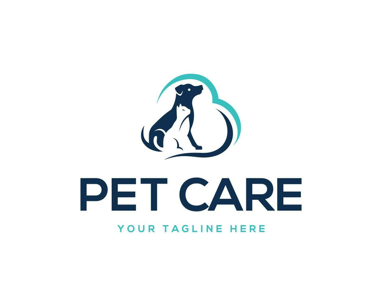 Katze und Hund im Herz Symbol Logo Design Vektor Vorlage.