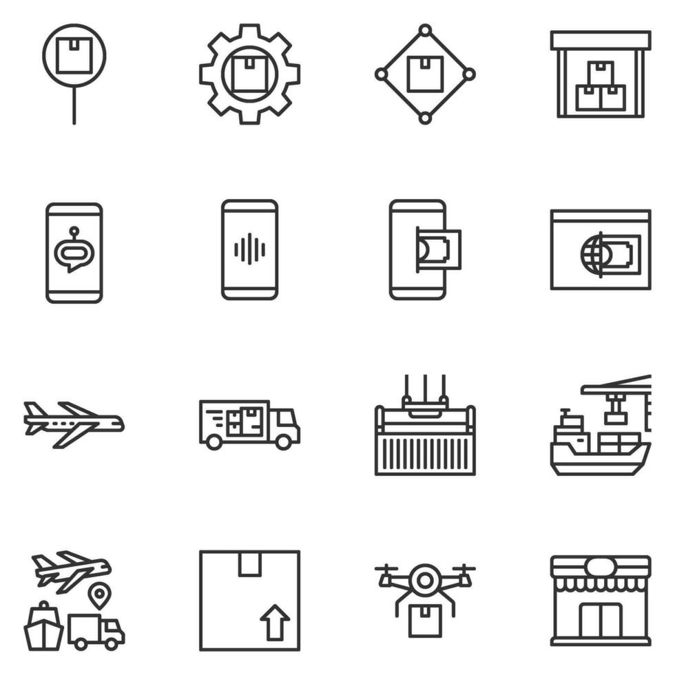 logistik ikoner . linje vektor illustration , transport, tillförsel, företag produkt industri