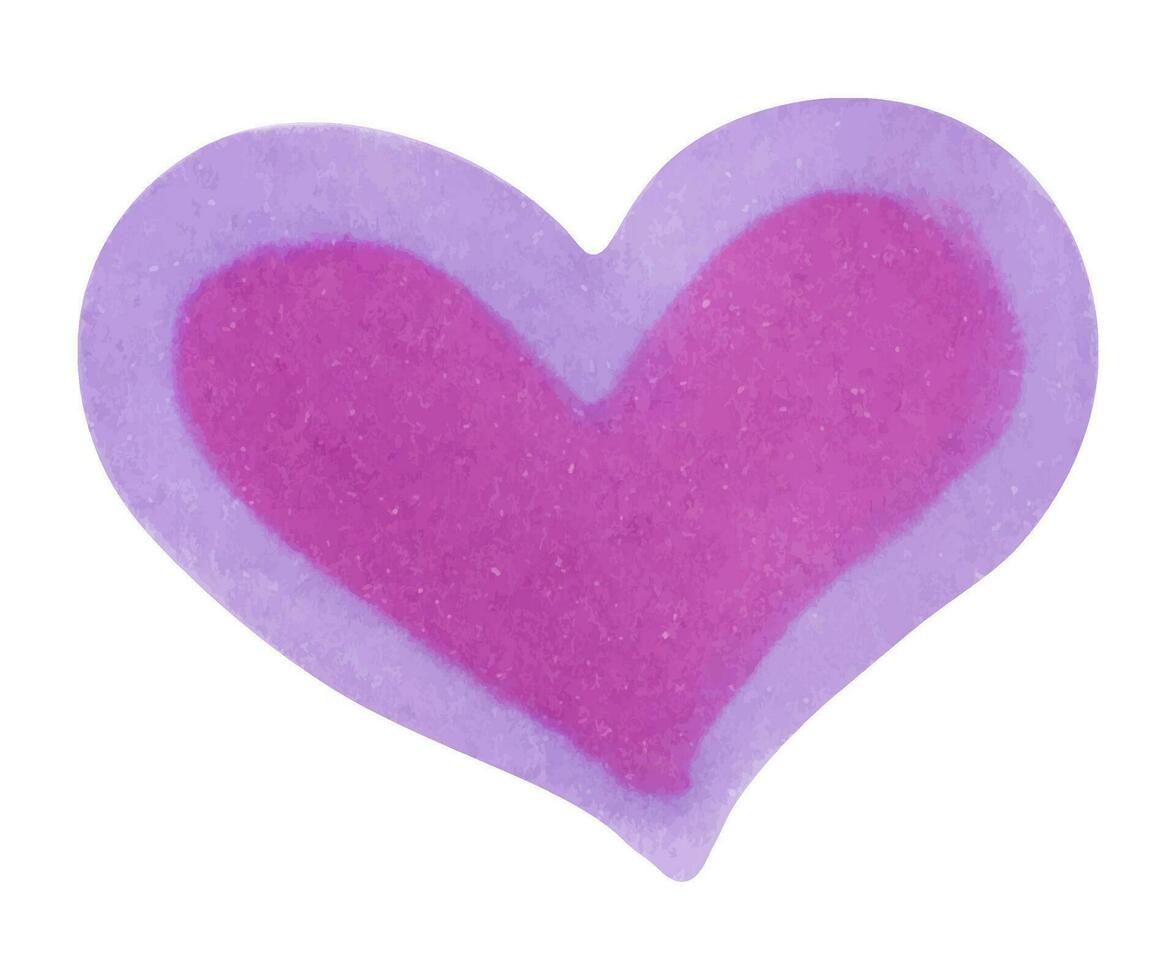 hjärta för hjärtans dag, dag av singel, vänner, flickvänner. lila rosa hjärtmarkör och vattenfärg illustration.för Semester, kort, affisch, karneval, baner, födelsedag.kärlek.handgjorda isolerat konst. vektor