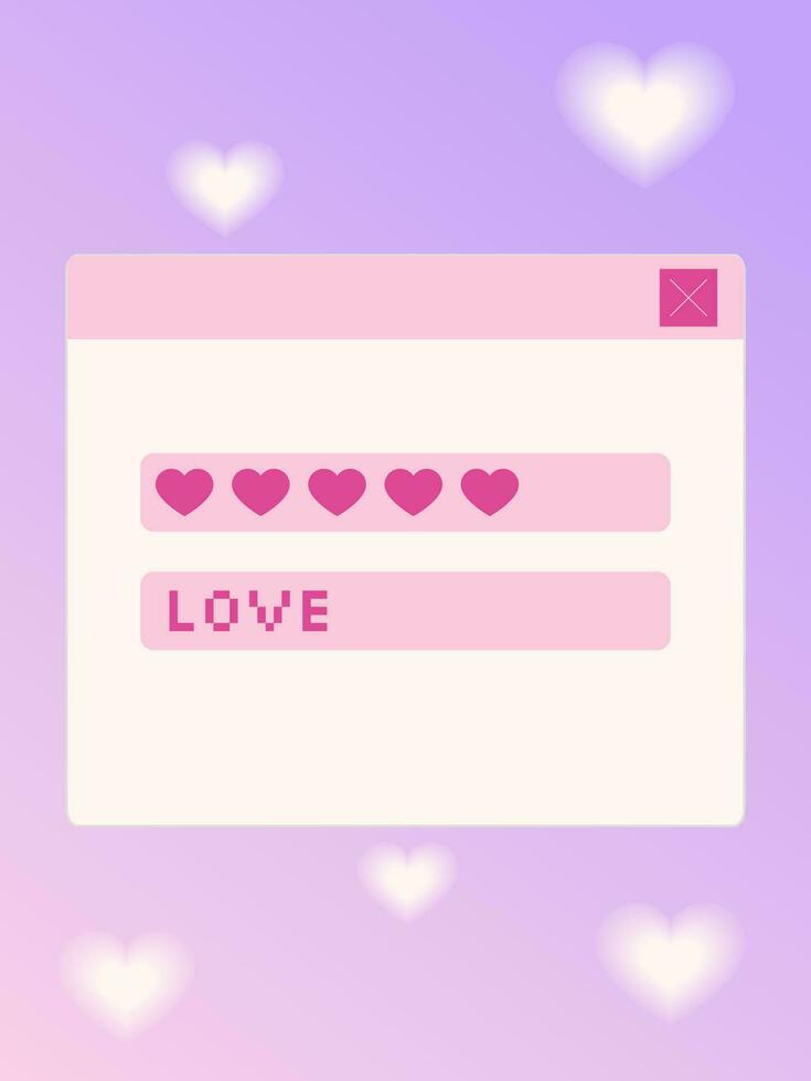 romantisch Postkarte im retro Stil aufpoppen Botschaft Kasten. ein Pixel Phrase. Vektor Illustration. alt Computer ästhetisch