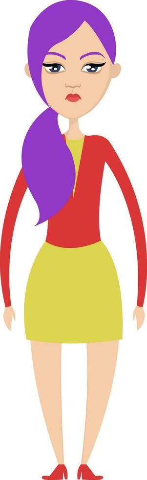 Mädchen mit lila Haar Illustration Vektor auf Weiß Hintergrund