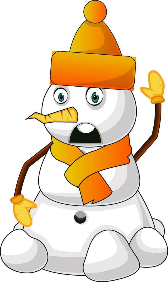 Schneemann mit Orange Hut Illustration Vektor auf Weiß Hintergrund