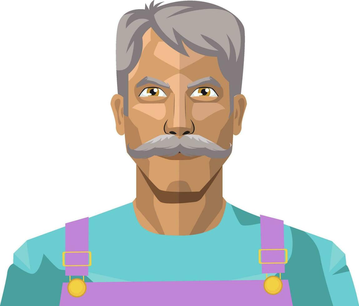 äldre man med mustascher illustration vektor på vit bakgrund