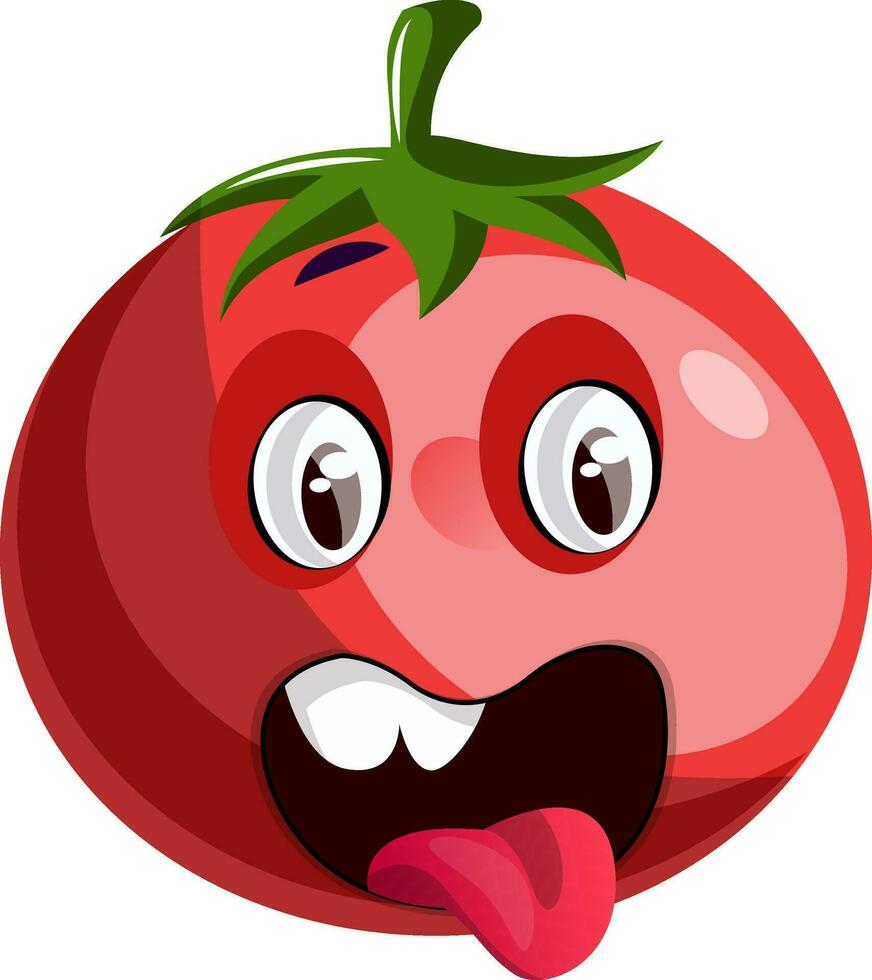 rot Tomate kleben seine Zunge aus Illustration Vektor auf Weiß Hintergrund