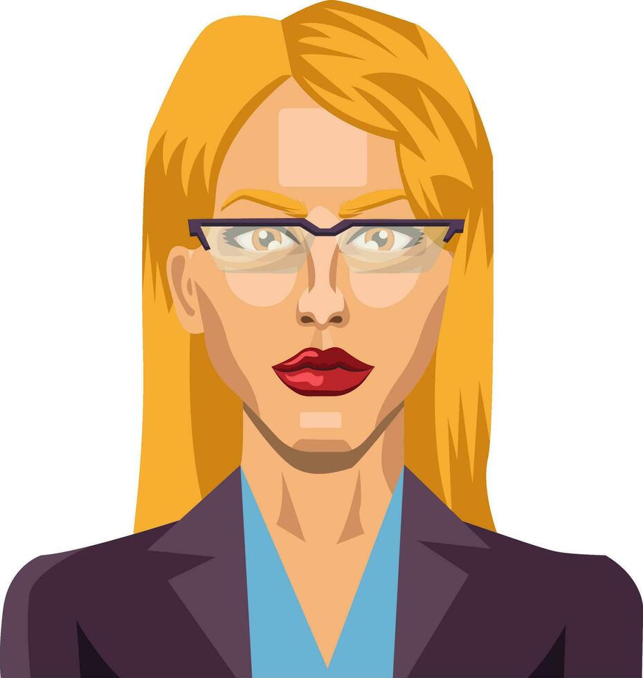 blond Mädchen mit Brille Illustration Vektor auf Weiß Hintergrund