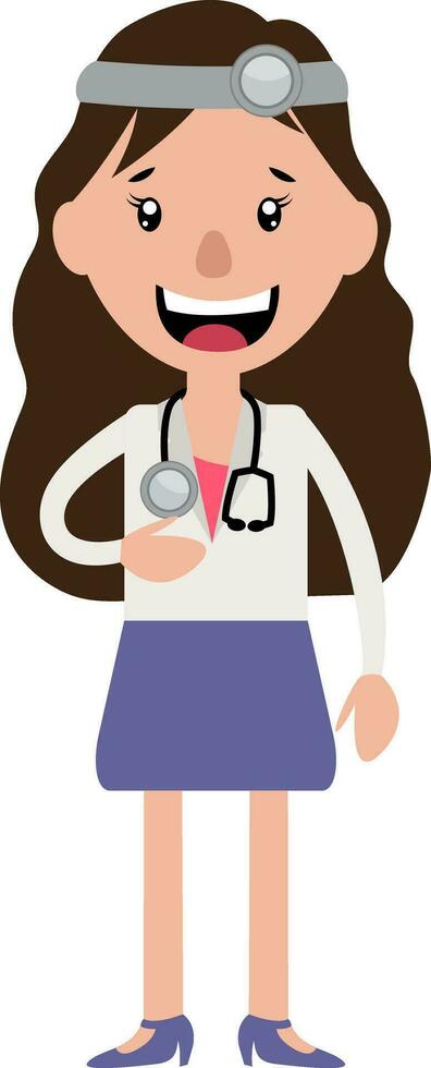 en kvinna läkare med stetoskop skrattande illustration vektor på vit bakgrund
