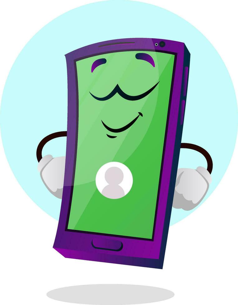 Grün glücklich Handy, Mobiltelefon Emoji Illustration Vektor auf Weiß Hintergrund