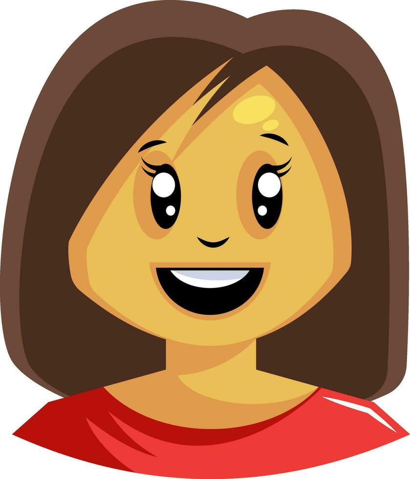 kvinna med kort brun hår är Lycklig illustration vektor på vit bakgrund