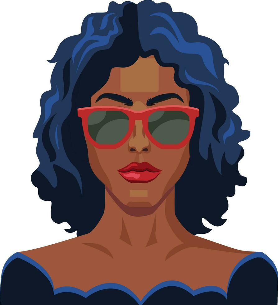 Söt flicka med blå hår och glasögon illustration vektor på vit bakgrund