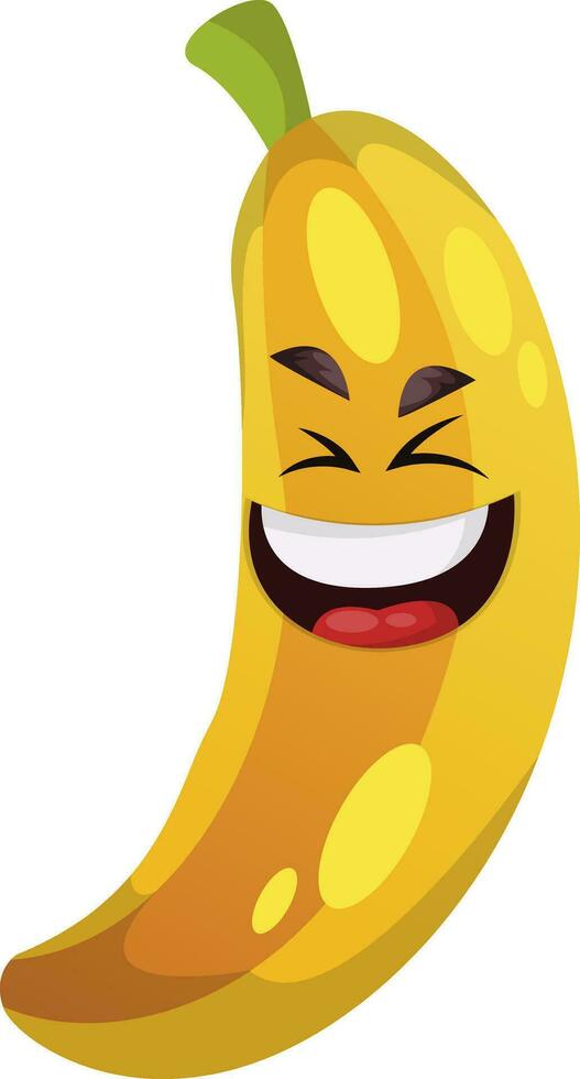 verrückt Banane Lachen Illustration Vektor auf Weiß Hintergrund