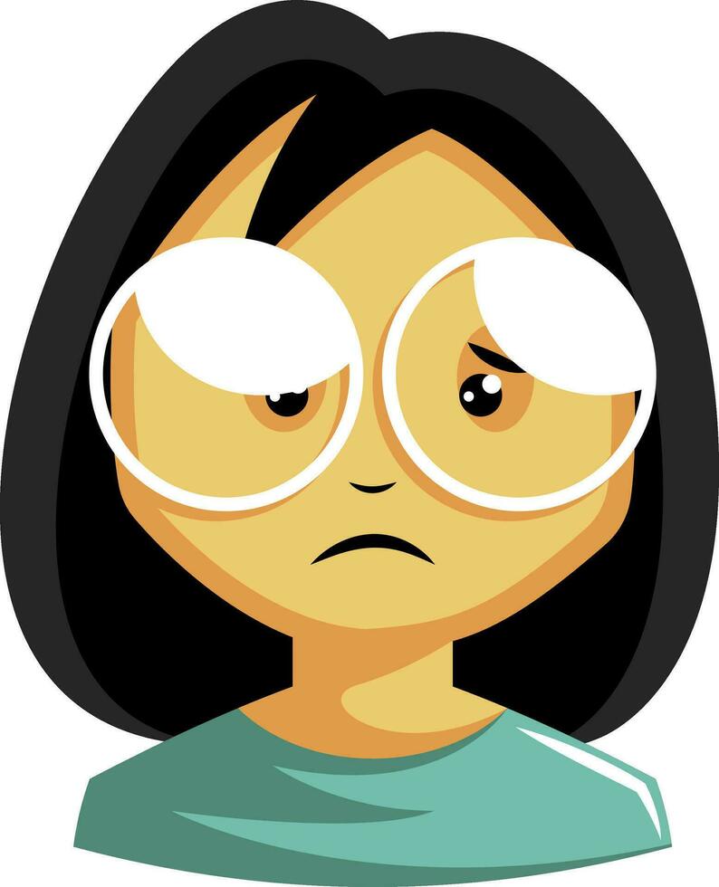 Mädchen tragen Weiß Brille ist Gefühl emotional Illustration Vektor auf Weiß Hintergrund