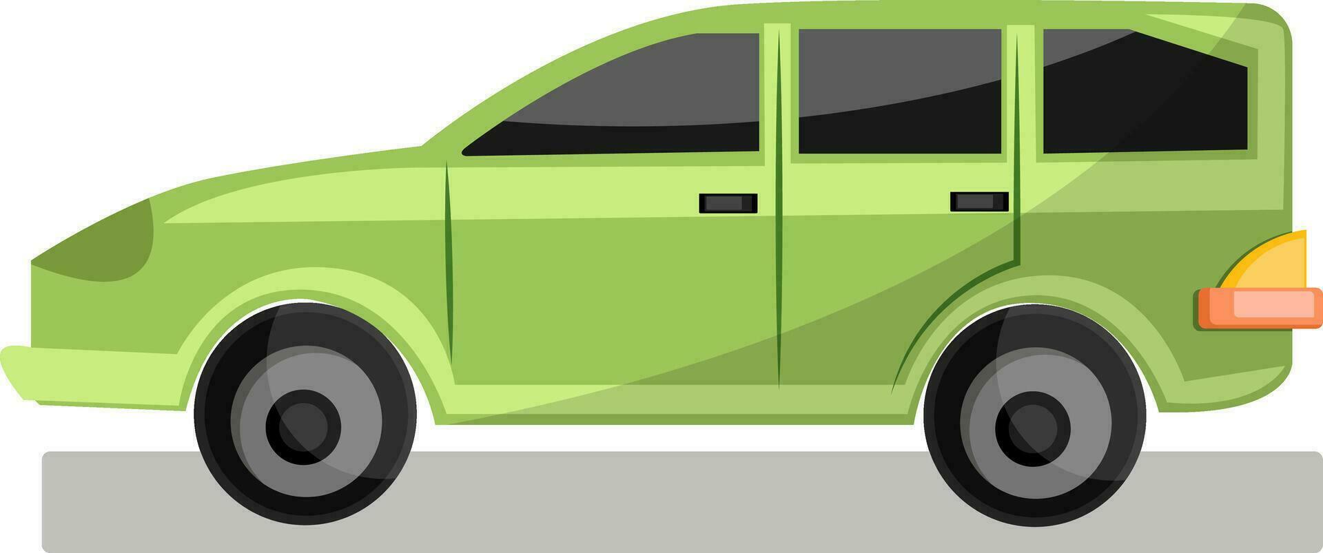 ljus grön familj bil vektor illustration på vit bakgrund.