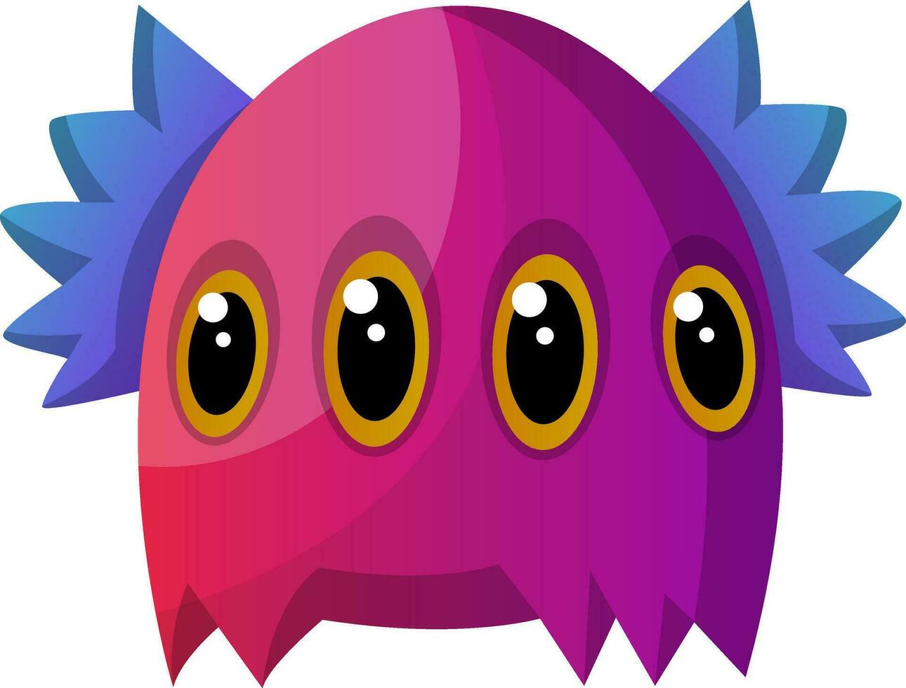 lila Monster- mit vier Augen Illustration Vektor auf Weiß Hintergrund