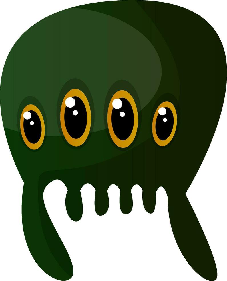 Grün meduza Monster- mit vier Augen Illustration Vektor auf Weiß Hintergrund