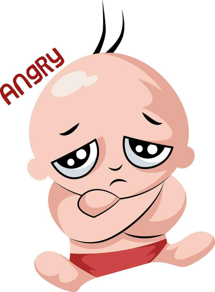 bebis med ledsen ansikte ordspråk arg vektor illustration på en vit bakgrund