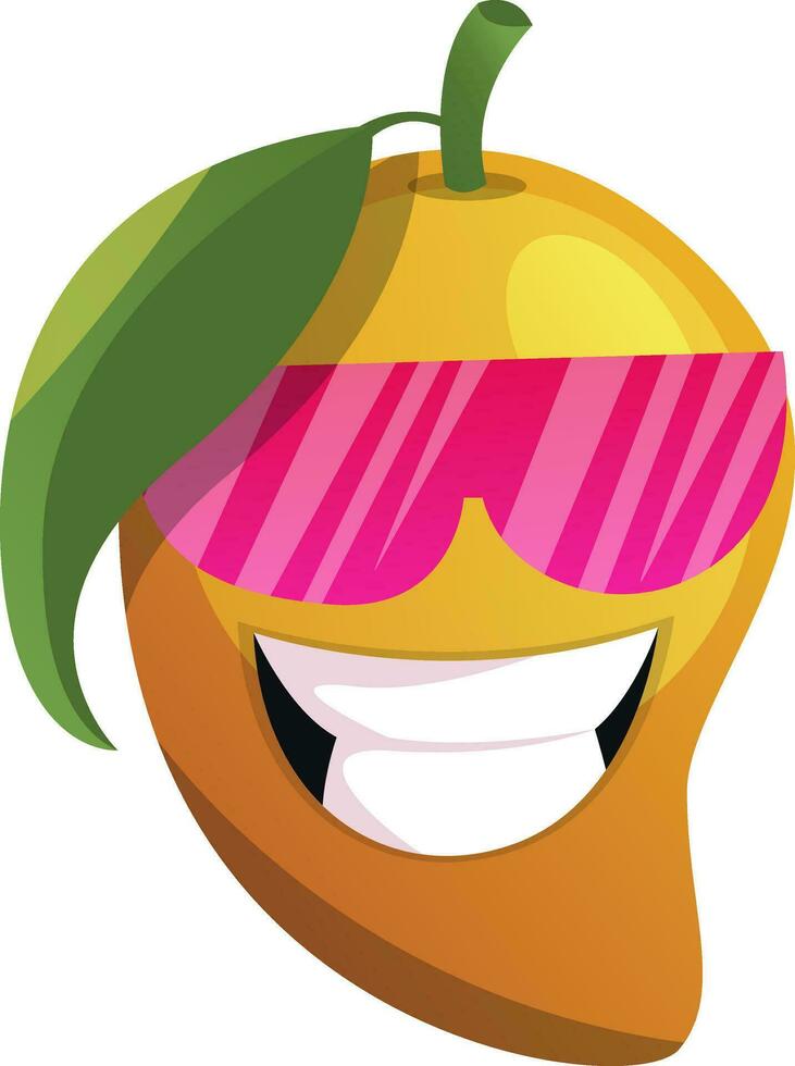 Mango Karikatur mit Rosa Sonnenbrille Illustration Vektor auf Weiß Hintergrund