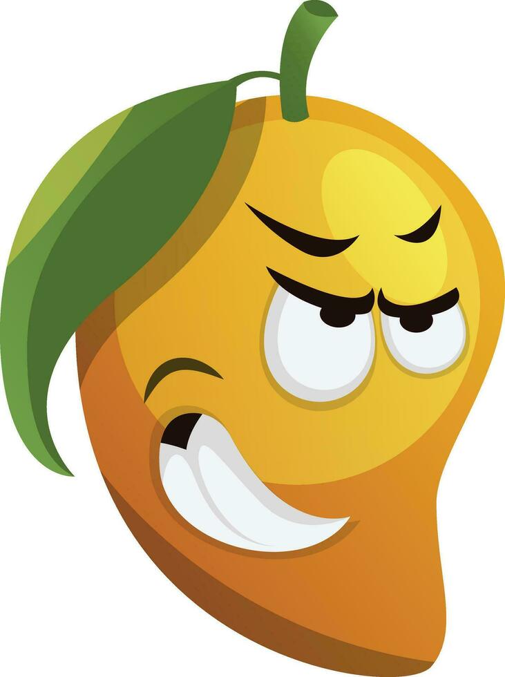 wütend Mango mit Grün Blatt Illustration Vektor auf Weiß Hintergrund