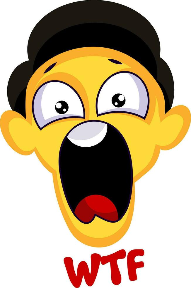 gul skrikande ansikte med svart hatt vektor klistermärke illustration på en vit bakgrund