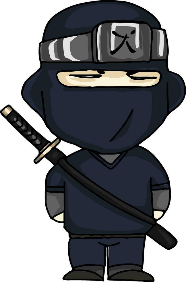 ninja krigare tecknad serie vektor eller Färg illustration