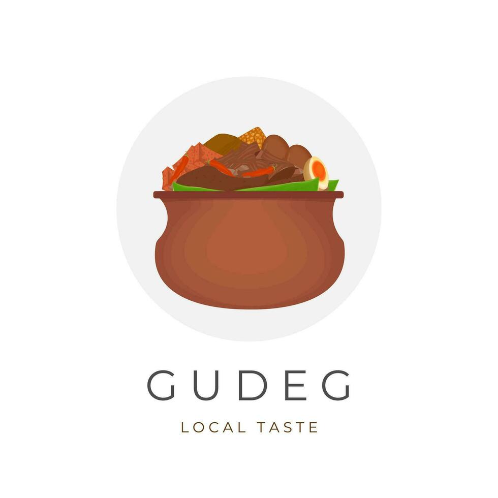 vektor illustration logotyp av traditionell mat gudeg kendil