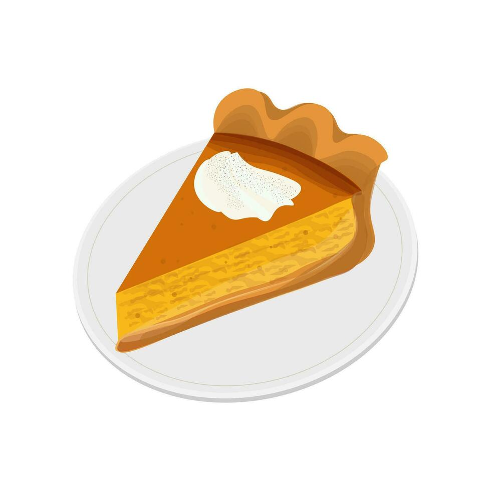 Scheibe von Kürbis Kuchen oder Pudding Kuchen Vektor Illustration Logo