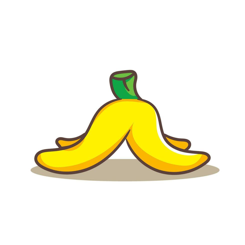 Banane schälen auf Fußboden Karikatur Vektor Illustration. Obst und Essen Konzept Design eben Stil. isoliert Weiß Hintergrund. Clip Kunst Symbol Design.