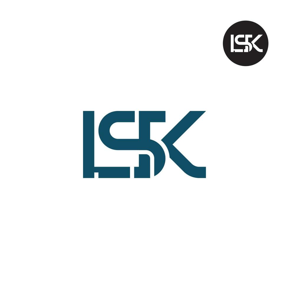 Brief lsk Monogramm Logo Design vektor