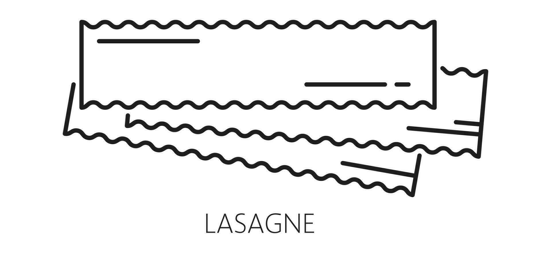 okokt rå lasagne pasta isolerat översikt ikon vektor