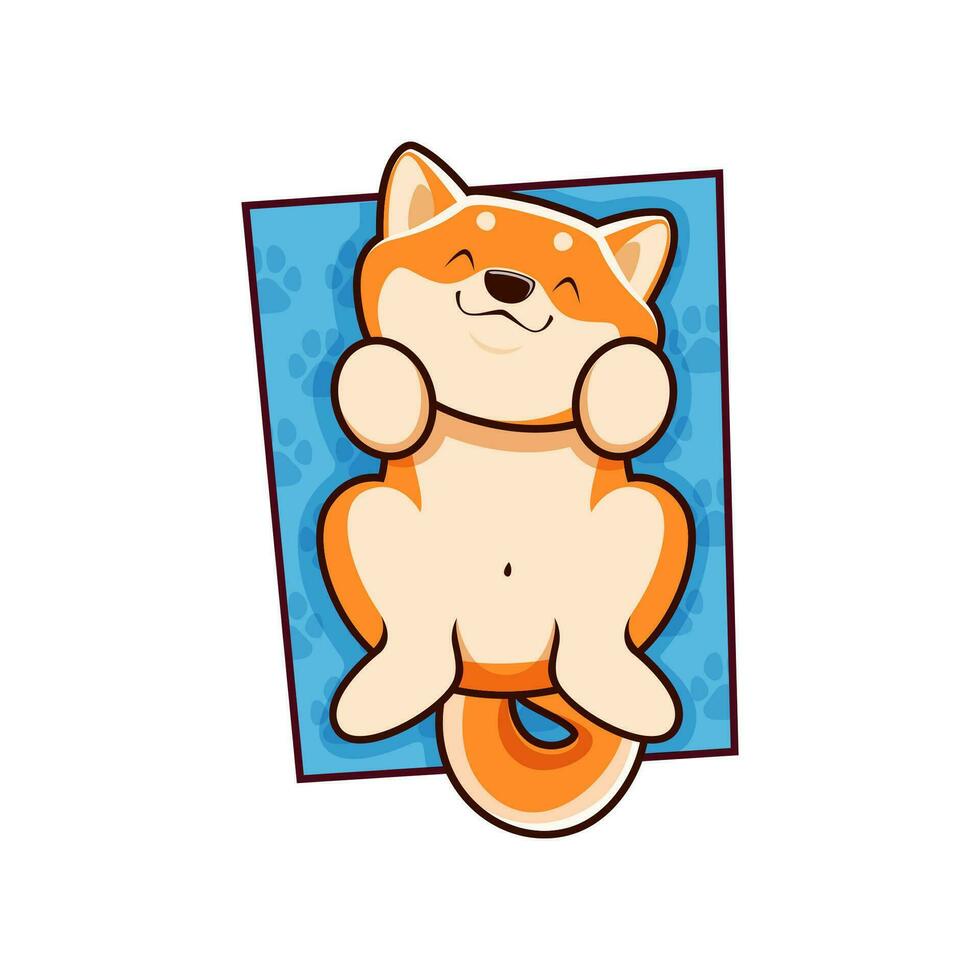 Karikatur kawaii Haustier Shiba inu Hund Lounges auf Matte vektor